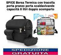 Borsa Termica con Tracolla Porta Pranzo Porta scaldavivande, 8L,Doppio Scomparto
