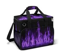 Borsa termica da campeggio con fiamma viola, isolata, portatile, a prova di perdite, con tracolla