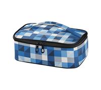 Borsa termica da viaggio per bambini, a scacchi, tinta unita, blu, grigia, per aereo, scatola per il pranzo per insegnanti e ufficio