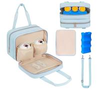 Borsa termica da viaggio per il latte materno, borsa indossabile per tiralatte compatibile con Momcozy/Eufy/Elvie/Willow/Medela, con impacco del ghiaccio e tappetino impermeabile, blu