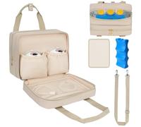 Borsa termica da viaggio per il latte materno, borsa indossabile per tiralatte compatibile con Momcozy/Medela/Elvie/Willow tiralatte con impacco del ghiaccio e tappetino impermeabile, cachi