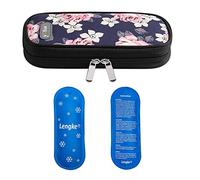 Borsa termica da viaggio per insulina per Organizzatore per diabetici insieme a 2 impacchi di ghiaccio Borsa termica medica per Penna per insulina e Medicina insulinica (Fiori rossi)