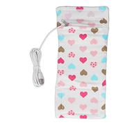 Borsa termica da viaggio per latte, scaldabiberon portatile USB con termostato, chiusura a cerniera, custodia isolante per viaggi all'aperto, genitori che allattano, tessuto in (A forma di cuore)