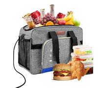 Borsa termica elettrica, 15 l, borsa termica portatile, borsa termica pieghevole, alimentata a 12 Volt AC/DC, per raffreddare cibi e bevande pre-raffreddati (16 litri grigio)