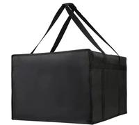 Borsa termica grande, borsa termica per pizza per consegna isolata, borsa per alimenti, borsa per la spesa, borsa termica per pizza nera e rossa, borsa impermeabile (nero, 50 x 50 x 35,5 cm)
