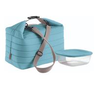 Borsa Termica Grande con Tracolla On The Go, Celeste mate Opaco, Borsa 30 x 18 x h30 cm, Contenitore 19.6 x 19.6 x h7 cm, 1400 cc celeste mate