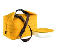 Borsa Termica Grande con Tracolla On The Go, Ocra, Borsa 30 x 18 x h30 cm, Contenitore 19.6 x 19.6 x h7 cm, 1400 cc giallo ocra