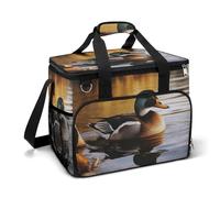 Borsa termica grande per il pranzo con doppia cerniera Duck by The Lake, borsa termica per la spesa, riutilizzabile, per campeggio e spiaggia