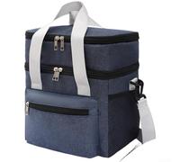 Borsa termica impermeabile 19,7 x 14,7 cm | Design a doppio strato, si adatta a 6 scatole grandi, spazio extra per snack, opzioni blu nero grigio