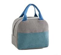 Borsa termica in velluto a coste per pasti con ampia apertura e base stabile per un comodo carico e scarico (grigio blu)