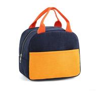 Borsa termica in velluto a coste per pasti con ampia apertura e base stabile per un comodo carico e scarico (blu e giallo)