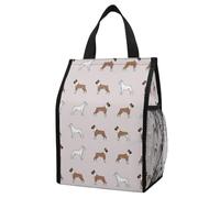 Borsa termica isolante per il pranzo con tasche a rete, fantasia con cane boxer, ideale per gli amanti dei cani, leggera, pieghevole e a prova di perdite, perfetta per il pendolarismo e i viaggi.