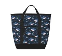 Borsa termica isolata a forma di squalo felice, grande, isolata per alimenti, borsa termica per la spesa, con cerniera superiore, per viaggi e picnic