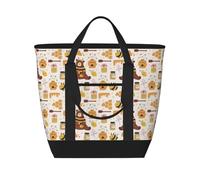 Borsa termica isolata con grazioso barattolo di miele con alveare e orsetto, grande borsa termica per alimenti, borsa termica per la spesa con cerniera superiore per viaggi e picnic