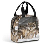 Borsa termica Pack of Wolves, porta pranzo resistente, borsa termica morbida e a prova di perdite con cerniera, grande capacità, riutilizzabile, per adulti, ideale per lavoro, picnic, campeggio e atti
