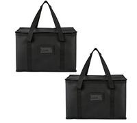 Borsa termica per alimenti da 40 l, per auto, da asporto, borsa per la spesa con cerniera, riutilizzabile, durevole, isola le temperature per shopping, campeggio e picnic in famiglia, 2 pezzi