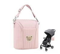 Borsa termica per biberon - Borsa per passeggino con motivo orso, contenitore per latte portatile | Borsa termica per l'alimentazione infantile, di trasporto isolato per la cura, rosa,