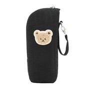Borsa termica per biberon, per l'asilo, per biberon, latte materno, con motivo orso, per allattamento, mamma, conservazione degli alimenti, viaggi, trasporto all'aperto, Nero, Refer to
