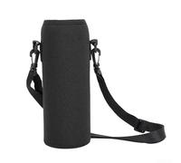 Borsa termica per bottiglie d'acqua a strato singolo in alluminio o acciaio inossidabile da 1000 ml, con struttura in neoprene e tracolla esterna (nero)