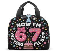 Borsa termica per il 67° compleanno, blu vibrante, con scritta "Born in 1957", 23 x 13 x 21 cm, borsa termica per il pranzo con tavola da surf e palme (17)