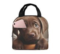 Borsa termica per il pranzo a forma di simpatico cane Labrador, riutilizzabile, per donne, uomini, lavoro, picnic e ufficio