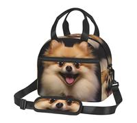 Borsa termica per il pranzo a pelo corto con stampa pomerania, impermeabile, a prova di perdite, con tracolla regolabile, per lavoro, ufficio, picnic, escursionismo