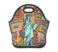 Borsa termica per il pranzo a tema americano New York, per donne e uomini, impermeabile, riutilizzabile, portatile, per lavoro, ufficio, picnic, viaggi