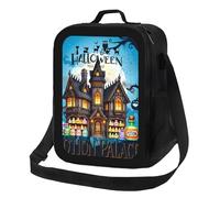 Borsa termica per il pranzo a tema luna piena e castello, ideale per Halloween, con isolamento termico, riutilizzabile e a prova di perdite, perfetta per uomo, donna, ufficio, lavoro, scuola, spiaggia