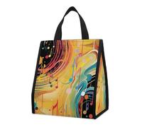 Borsa termica per il pranzo a tema musica astratta per donne e uomini, borsa della spesa riutilizzabile, grandi borse termiche a tenuta stagna, borse pieghevoli portatili per il pranzo per lavoro