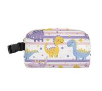 Borsa termica per il pranzo, a tenuta stagna, portatile, per la scuola, mantiene il cibo caldo, isolata, per scuola/picnic, cartoni animati, simpatici dinosauri, strisce viola chiaro