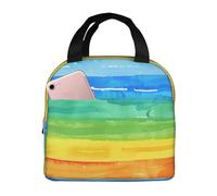 Borsa termica per il pranzo ad acquerello arcobaleno per donne e uomini a righe colorate isolata portapranzo a prova di perdite borsa termica per pasti per lavoro, scuola, picnic, escursionismo