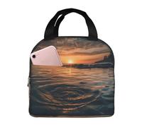 Borsa termica per il pranzo al tramonto, con superficie dell'acqua al tramonto, borsa da picnic, borsa da lavoro, borsa per conservare la freschezza del campeggio