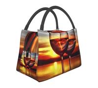 Borsa termica per il pranzo al tramonto in vetro di vino per donne e uomini borsa termica per il pranzo borsa tote per picnic lavoro