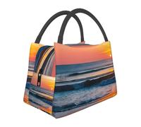 Borsa termica per il pranzo, bella spiaggia, tramonto, borsa per il pranzo, per donne e uomini, borsa termica per picnic, lavoro