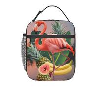 Borsa termica per il pranzo Bento Flamingo per adulti, borsa termica per il pranzo con tasca frontale per donne e uomini
