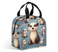 Borsa termica per il pranzo, borsa per il pranzo con stampa di furetto peloso, borse per il pranzo, borsa per il pranzo per adulti, borsa per il pranzo portatile riutilizzabile