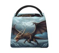 Borsa termica per il pranzo, borsa per il pranzo con stampa drago volante, borse per il pranzo per adulti, borsa per il pranzo portatile riutilizzabile
