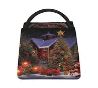 Borsa termica per il pranzo, borsa per pasto con stampa di allegria di Natale, borsa per il pranzo a tenuta stagna, borsa per il pranzo portatile riutilizzabile