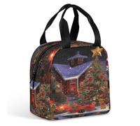 Borsa termica per il pranzo, borsa per pasto con stampa di allegria di Natale, borsa per il pranzo a tenuta stagna, borsa per il pranzo portatile riutilizzabile