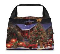 Borsa termica per il pranzo, borsa per pasto con stampa di allegria di Natale, borsa per il pranzo a tenuta stagna, borsa per il pranzo portatile riutilizzabile