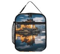 Borsa termica per il pranzo, borsa termica per donne e uomini, borsa termica riutilizzabile, borsa per il pranzo A Castle by The Lake Lunch Tote Bag per il lavoro