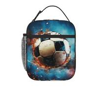 Borsa termica per il pranzo, borsa termica per donne e uomini, borsa termica riutilizzabile, un pallone da calcio galleggiante nello spazio, borsa per il pranzo per lavoro e picnic