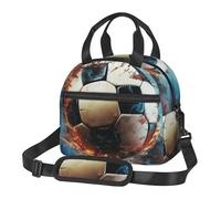 Borsa termica per il pranzo, borsa termica per donne e uomini, borsa termica riutilizzabile, un pallone da calcio galleggiante nello spazio, borsa per il pranzo per lavoro e picnic