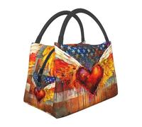 Borsa termica per il pranzo con ali astratte dell'amore, grande capacità, a prova di perdite e facile da pulire per lavoro, picnic e viaggi