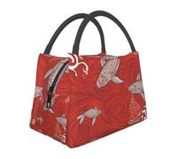 Borsa termica per il pranzo con animali marini rossi per donne e uomini, borsa termica per il pranzo per picnic e lavoro