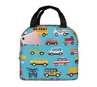 Borsa termica per il pranzo con auto della polizia dei cartoni animati, per donne, uomini, ambulanze, camion, isolata, a prova di perdite, borsa termica per pasti per lavoro, scuola, picnic