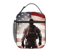 Borsa termica per il pranzo con bandiera americana soldato borsa per il pranzo per donne uomini borsa termica per il pranzo borsa tote per picnic lavoro