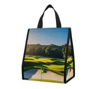 Borsa termica per il pranzo con campo da golf verde, per donne e uomini, borsa della spesa riutilizzabile, grande borsa termica a tenuta stagna, pieghevole, portatile, per lavoro, campeggio, picnic
