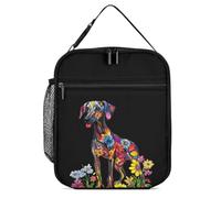 Borsa termica per il pranzo con cane levriero con stampa floreale per uomo e donna borsa termica portatile per picnic di lavoro
