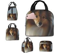 Borsa termica per il pranzo con cane shetland carino borsa per il pranzo per le donne borse per il pranzo riutilizzabile Lunchbox